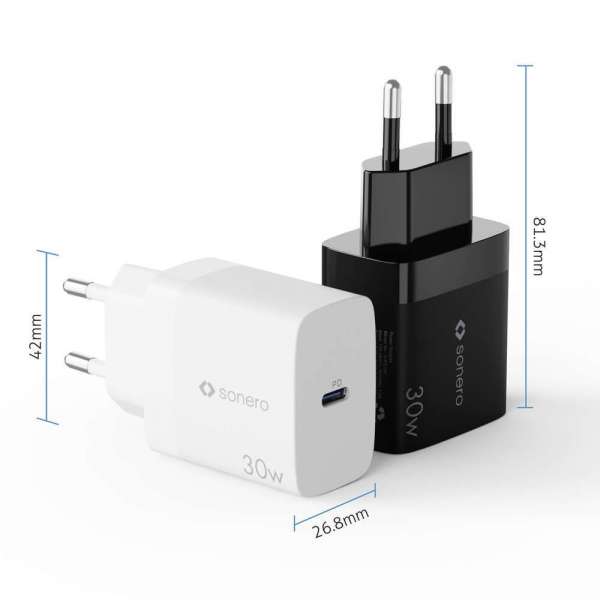 sonero USB-C GaN Ladegerät - 1 Port - 30W PD - schwarz