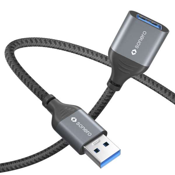 sonero USB 3.0 Kabel - A/A Verlängerung - Aluminium - space grey/schwarz - 2,00m
