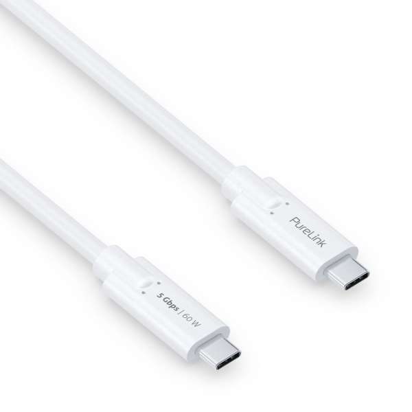USB-C auf USB-C Kabel - 3.1 Gen 1, 3A/5V/60W, 5G, DP Alt Mode - iSerie - weiß - 2,00m