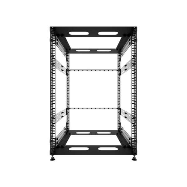 19" Skelett-Rack mit offenem Rahmen und verstellbarer Tiefe 16HE, 100 kg, 492 B x von 500 bis 700 T x 718 H