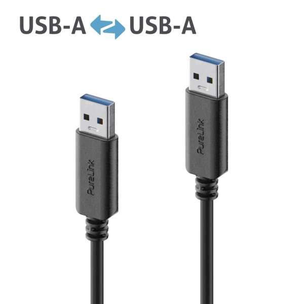 USB-A auf USB-A Kabel - 3.1 Gen 1, 3A/5V/15W, 5G - iSerie - schwarz - 1,50m