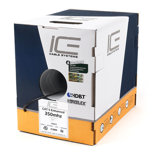 ICE Cable - Cat.5e Kabel, 350MHz, UTP, 24AWG, SBC, HDBaseT, 305m Pulloutbox, Farbe: grau