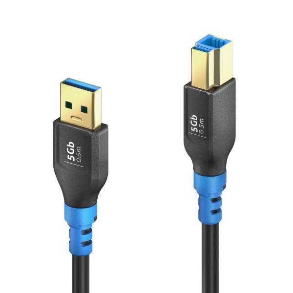 FlexInstall USB-A auf USB-B Kabel USB 3.2 Gen1x1 5Gbps 0.50m