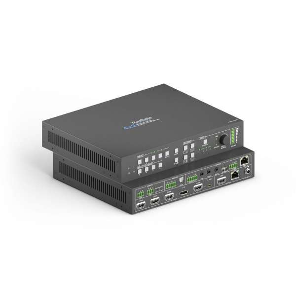 PureTools - Seamless Presentation Switcher 4x1 mit Multi-View, 4K, 1 HDBT Ausgang mit gespiegeltem HDMI-Ausgang