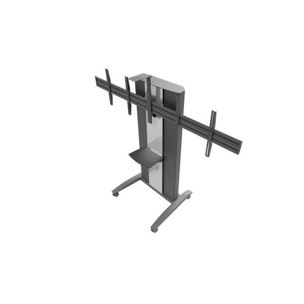 Flachbildschirm-Videokonferenz-Trolley mit Höhenverstellung für zwei 49-57" Bildschirme