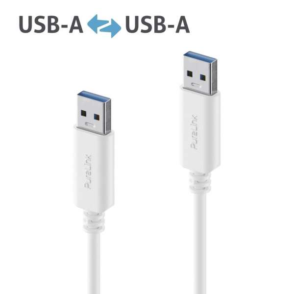 USB-A auf USB-A Kabel - 3.1 Gen 2, 3A/5V/15W, 10G - iSerie - weiß - 1,00m