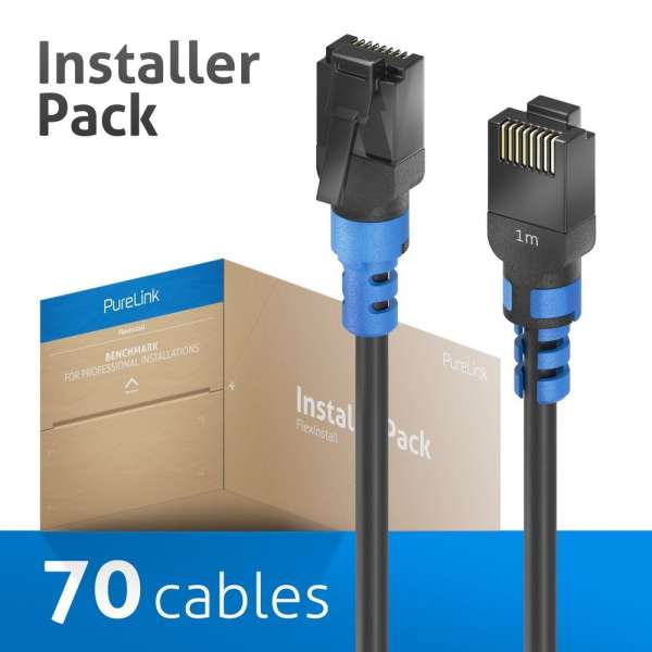 FlexInstall Patchkabel Cat.6A UTP 1.00m - Installer Pack 70 stk.