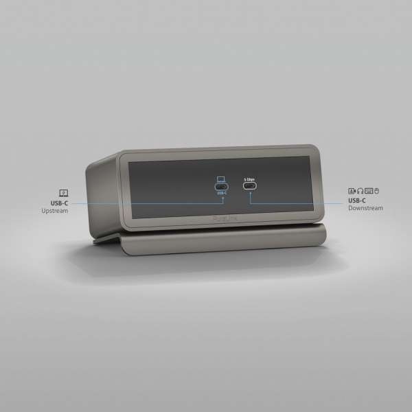 mediahub2 - USB-C Docking Station, freistehend, Tischmodell - space grey Gehäuse und matt-schwarze Module.