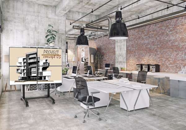 Mobiler Video-Wall Trolley, Modular 2x2, für 42-47" Bildschirme, Querformat