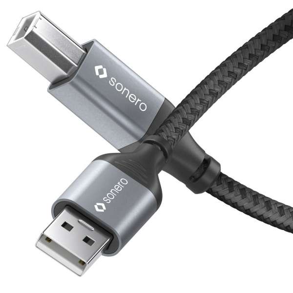 sonero USB 2.0 Kabel - A/B - Aluminium - space grey/schwarz - 1,00m
