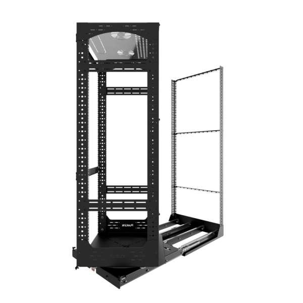 19" Auszieh- und drehbares Rack 28RU, 300kg Traglast, 490B x 510T x 1320H