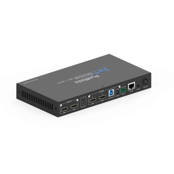 PureTools - 2x1 HDMI 2.1 Dual Screen KVM Switch - 40Gbps - Dual Screen, Quad USB, schnelles Switchen HDMI / USB-C + 100W PD