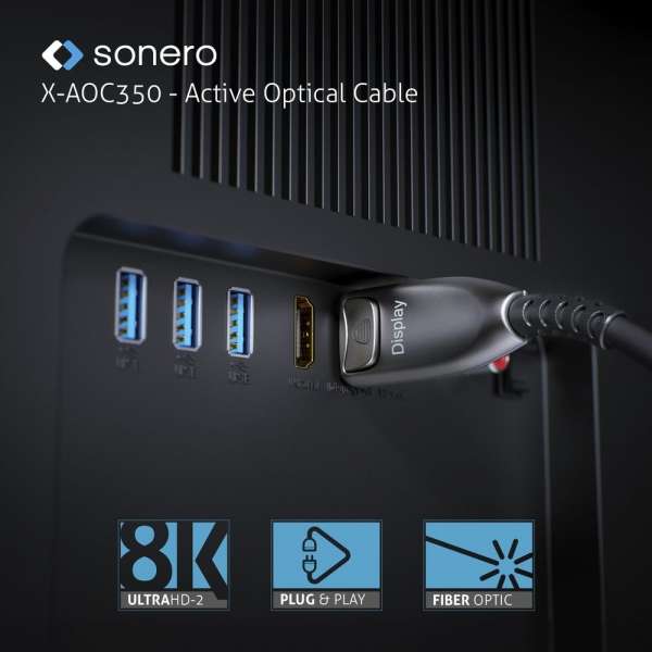 sonero DisplayPort 8K Glasfaser Extender Kabel - 50m