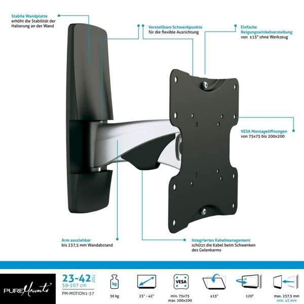 LCD Halterung Neig- & Schwenkbar 23-42"