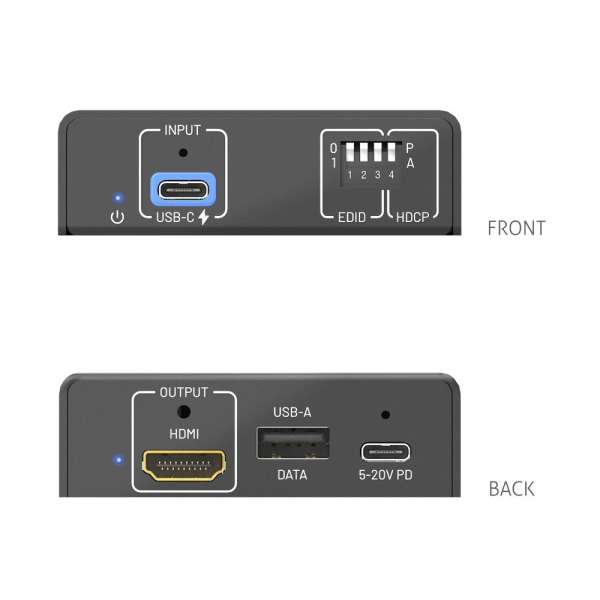 PureTools – USB-C-zu-HDMI/USB-Konverter mit PD – 4K USB-C-zu-HDMI 2.0/5G USB-A Konverter mit 100W Power Delivery
