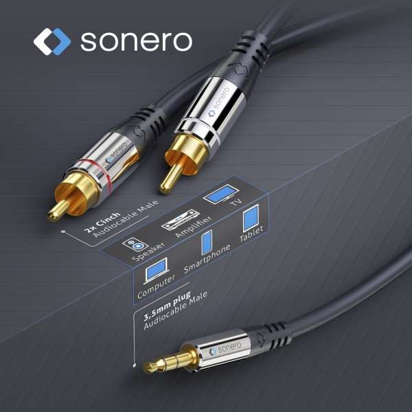 sonero 2x Cinch auf 3,5mm Audio Kabel 1,5m