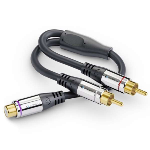 sonero 2x Cinch auf Cinch Subwoofer Adapter Kabel 0,25m