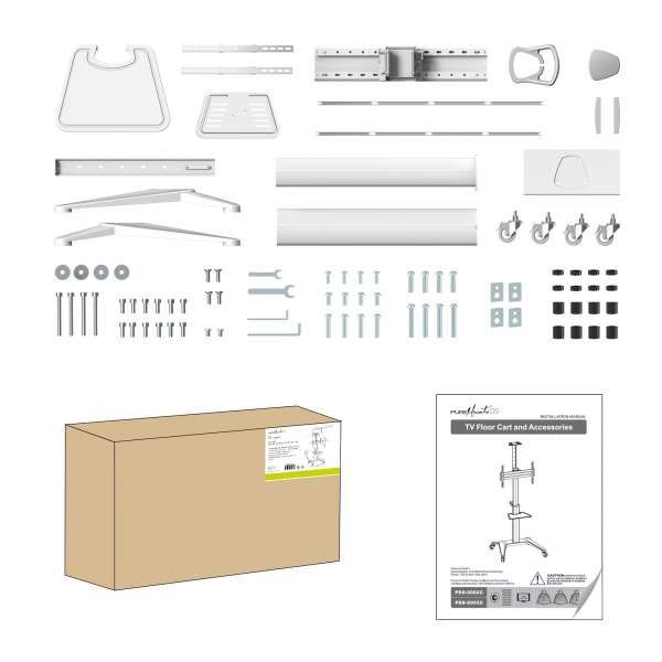 PureMounts® Premium TV Cart - Single Display bis 70", weiß