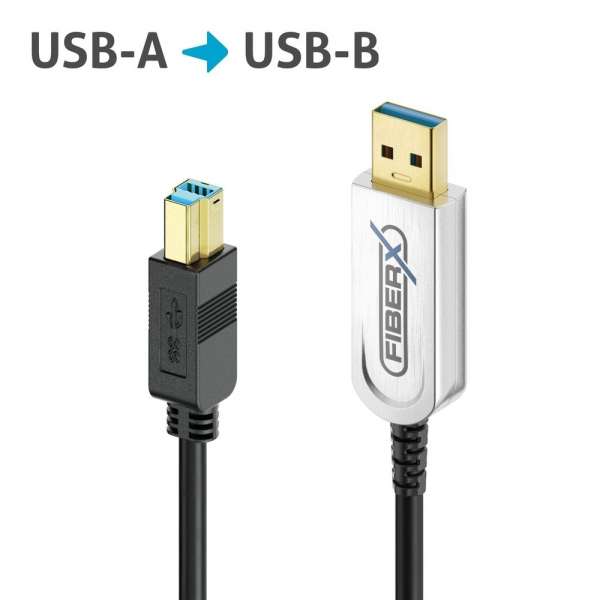 FiberX Serie - USB 3.1 Glasfaser Kabel - USB-A auf USB-B - 30m