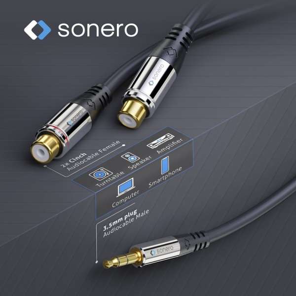 sonero 3,5mm auf 2x Cinch Audio Adapter Kabel 0,25m