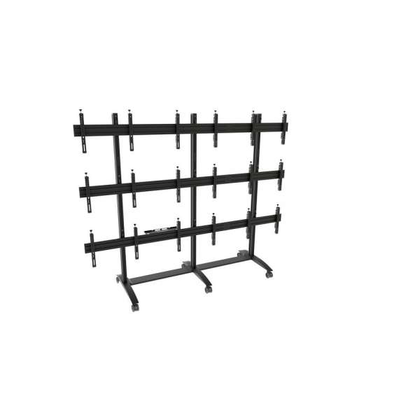 Mobiler Video-Wall Trolley, Modular 3x3 für 49-57" Bildschirme, Querformat