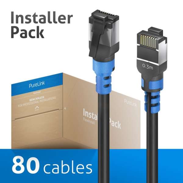 FlexInstall Patchkabel Cat.6A S/FTP 0.30m - Installer Pack 80 stk.