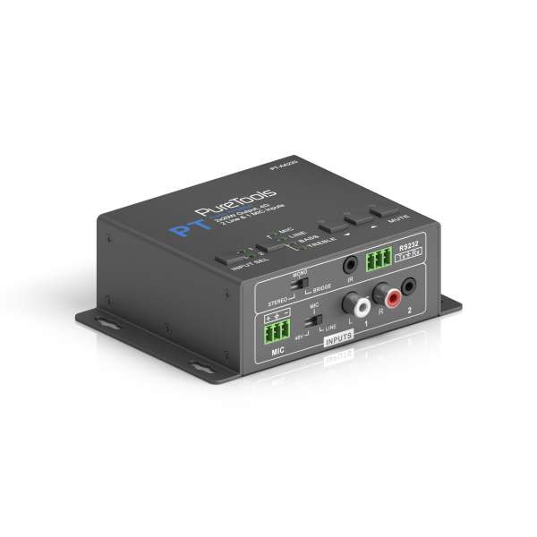 PureTools - Audio Verstärker 2x20W (Klasse D), 2 Leitungseingänge & 1 MIC Eingang PureTools - Audio Verstärker 2x20W (Klasse D), 2 Leitungseingänge & 1 MIC Eingang