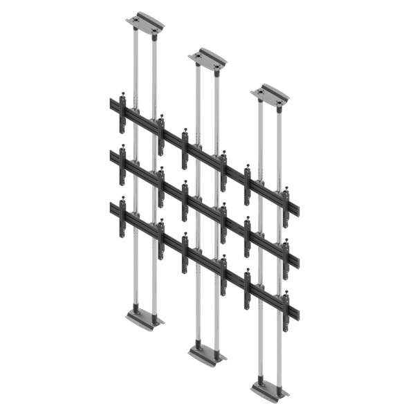 Video Wall Bolt Down Floor-to-Ceiling Mount, modular 3x3, für 42-47" Bildschirme, Querformat