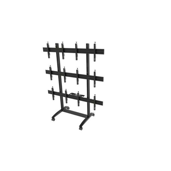 Mobiler Video-Wall Trolley, Modular 2x3 für 49-57" Bildschirme, Querformat