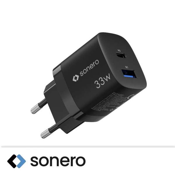 sonero USB-C & USB-A GaN Ladegerät - 2 Port - 33W PD - schwarz
