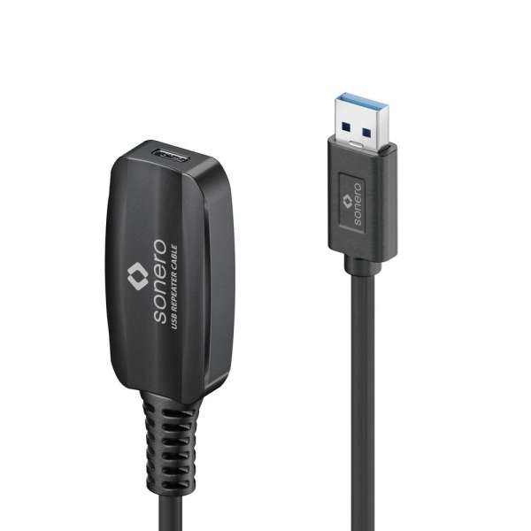 sonero USB 3.2 Gen1x1 Aktive Verlängerung - A/C - schwarz - 10,00m