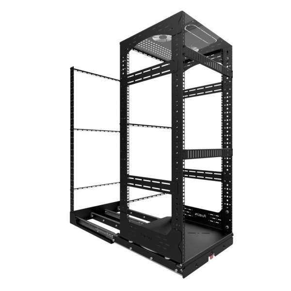 19" Auszieh- und drehbares Rack 24RU, 300kg Traglast, 490B x 510T x 1141H