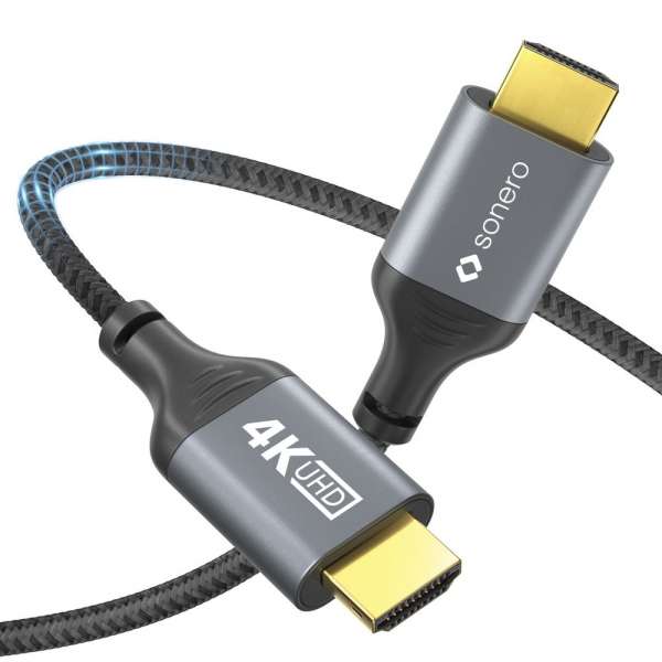 HDMI auf HDMI Kabel - 4K60 - grau/schwarz - 1,00m