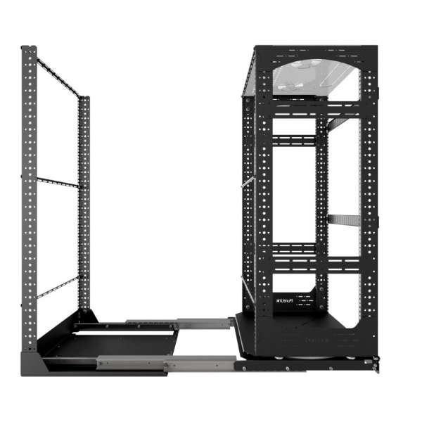 19" Auszieh- und drehbares Rack 24RU, 160kg Traglast, 490B x 510T x 1141H