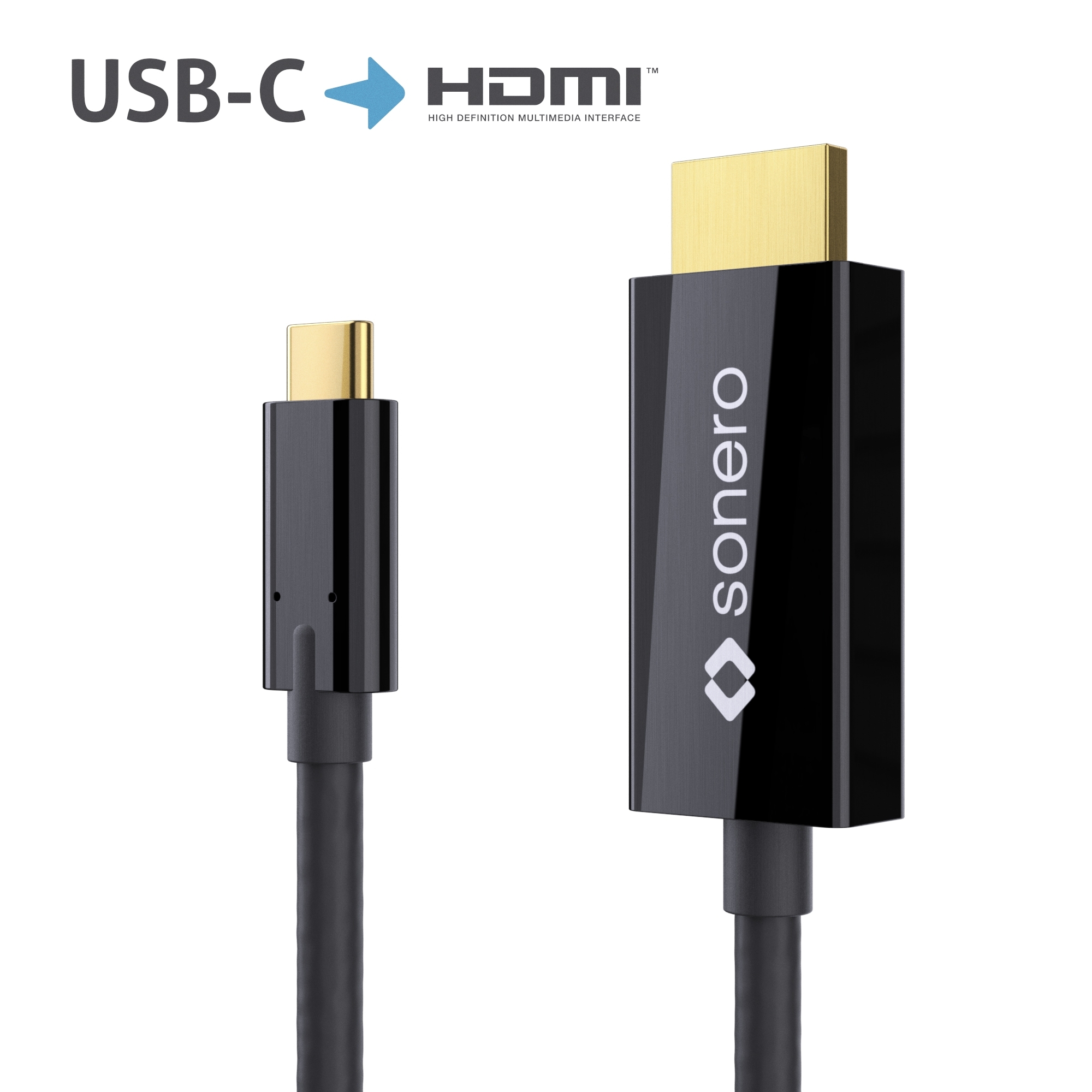 sonero USB C auf HDMI Kabel DP Mode 4K60 1 50m schwarz sonero USB C auf HDMI Kabel DP Mode 4K60 1 50m schwarz USB Anschlusskabel eAV Deutschland AV Distribution