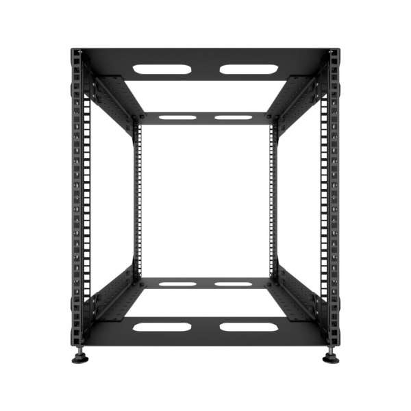 19" Skelett-Rack mit offenem Rahmen und verstellbarer Tiefe 12HE, 100 kg, 492 B x von 500 bis 700 T x 540 H