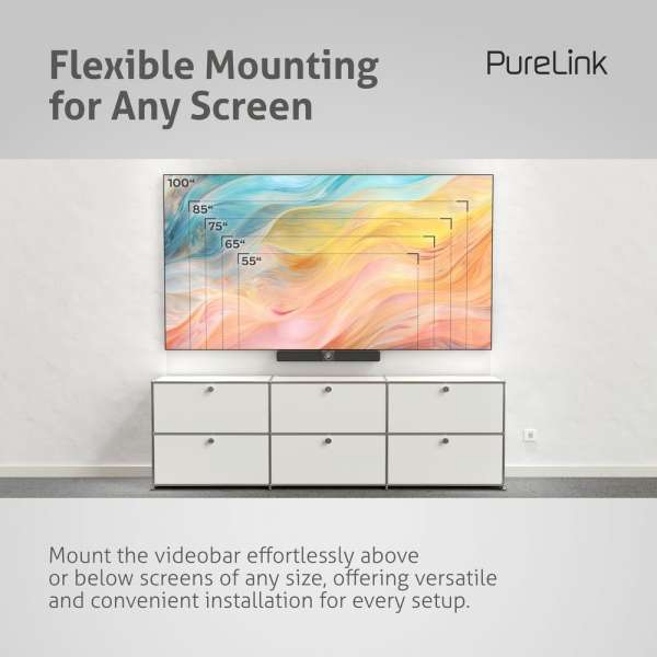 Vuelogic - Videobar mit AV Hub - VB300 - Kombination aus Soundbar, Kamera, Mikrofon und Umschalter