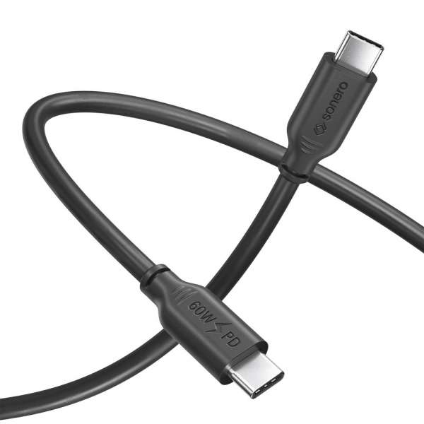 USB-C auf USB-C Ladekabel - USB 2.0, 60W PD - schwarz - 2,00m