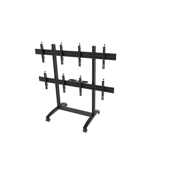 Mobiler Video-Wall Trolley, Modular 2x2, für 49-57" Bildschirme, Querformat