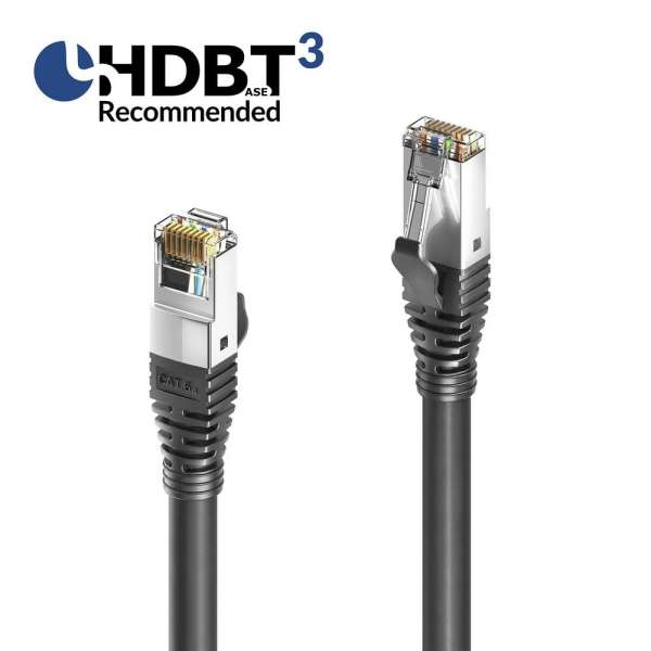 HDBaseT3-zertifiziertes CAT 6A Patchkabel. S/FTP - LSOH - AWG 23 - schwarz - 40,0m