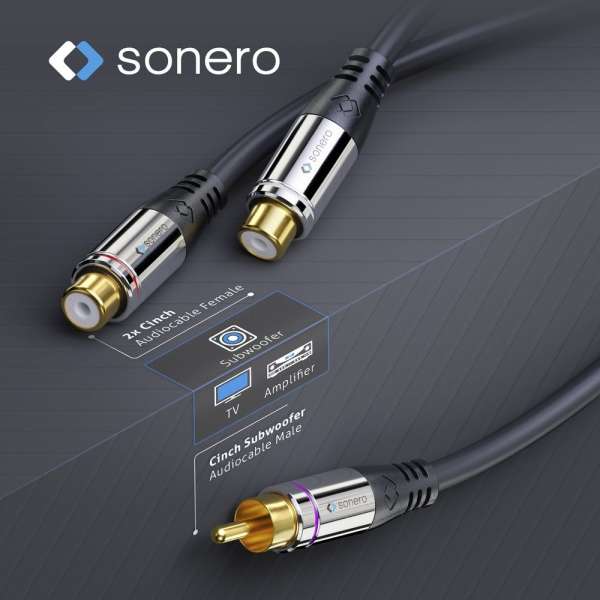 sonero Cinch auf 2x Cinch Subwoofer Adapter Kabel 0,25m