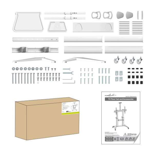 PureMounts® Premium TV Cart - Single Display bis 120", weiß