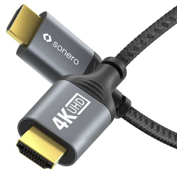 HDMI auf HDMI Kabel - 4K60 - grau/schwarz - 3,00m