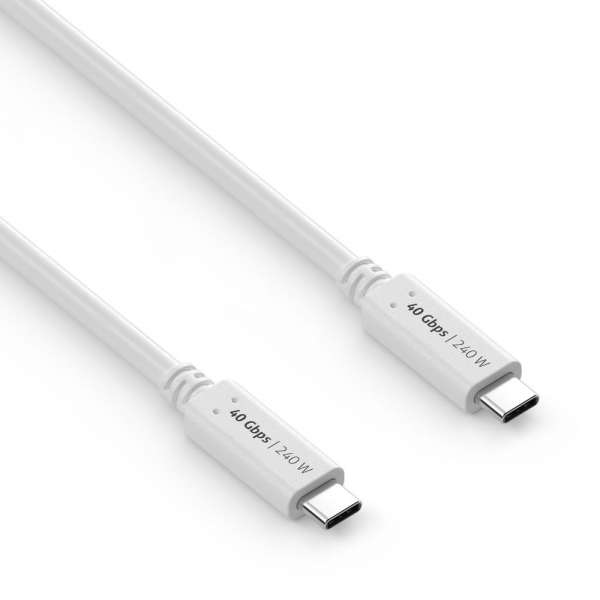 USB-C auf USB-C Kabel - USB4 Gen 3x2, 5A, EPR 240W, 40G, DP Alt Mode - iSerie - weiß - 0,50m