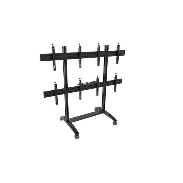Mobiler Video-Wall Trolley, Modular 2x2, für 49-57" Bildschirme, Querformat