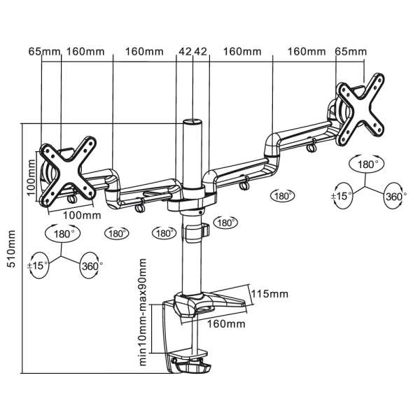 PureMounts® Monitor Tischhalterung - Style 13-27"