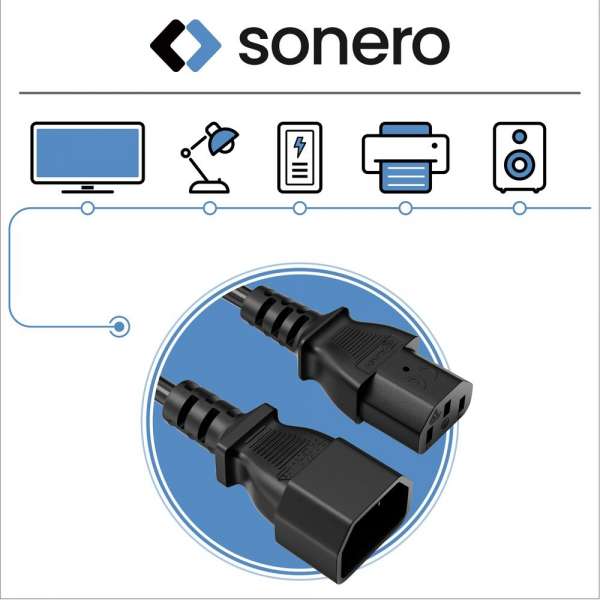 Netzkabel - IEC Verlängerung IEC (C13) auf IEC (C14) gerade - 0.50m - schwarz
