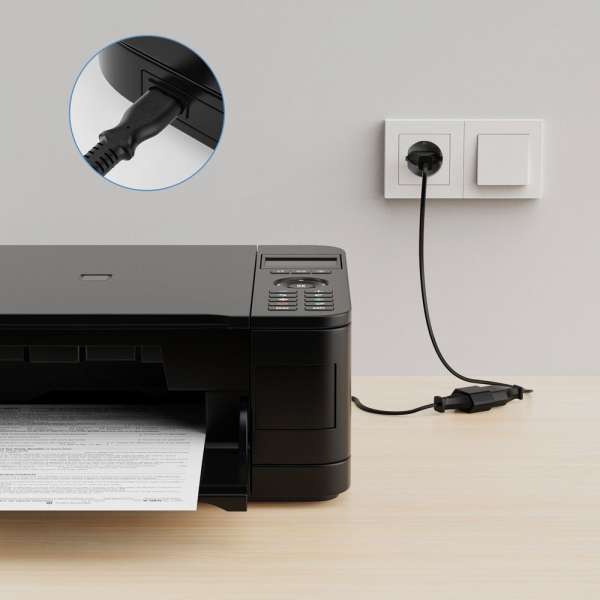 Netzkabel Verlängerung - Euro Stecker gerade auf Euro Buchse gerade. Schwarz. 3,00m