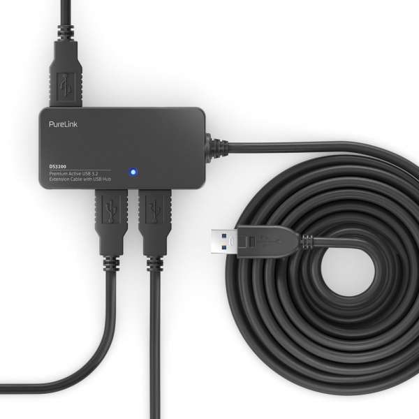 USB 3.2 Gen. 1x1 Aktiv Verlängerung mit Hub - schwarz - 10,0m