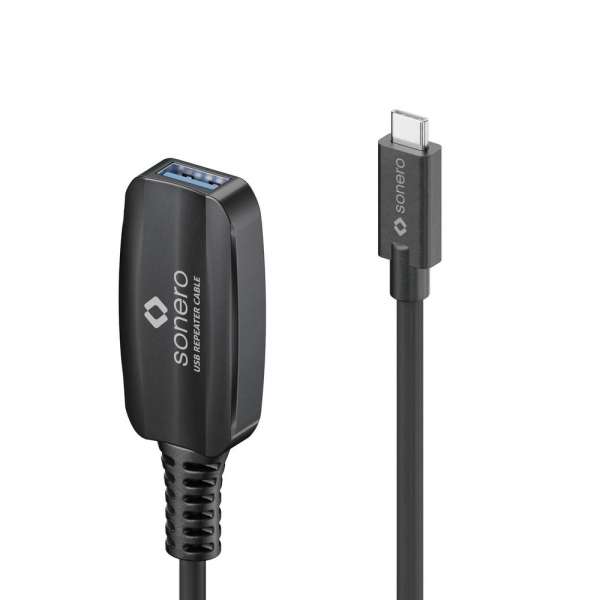 sonero USB 3.2 Gen1x1 Aktive Verlängerung - C/A - schwarz - 5,00m